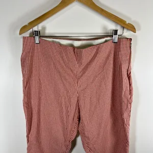 A New Day Womens‎ Gingham Ankle Pants Terracotta Orange White Side Zip Cuffed 16 thumbnail 3