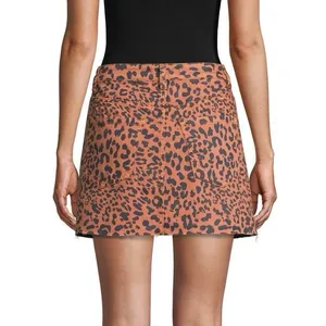 Free People Zip It Up‎ Animal Printed Mini Skirt Size 26 Black Brown thumbnail 2