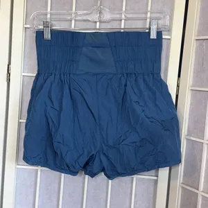 Free People Movement Blue Lined High Waisted Athletic Gym Run Shorts Size Small thumbnail 2