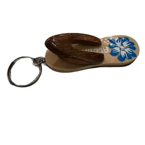 Hawaiian Aloha Flip Flop Key Chain Charm‎ Brown thumbnail 4