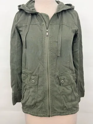 American Eagle Small 100% Lyocell Military Utility Hood Jacket Olive Green XS thumbnail 1