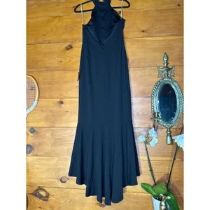NWT Lulus Elegant Grace Black Tiered Halter High-Low Maxi Dress Backless Gala M thumbnail 4