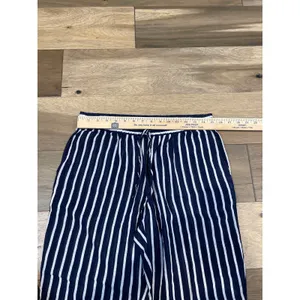 J.Crew Navy & White Striped Wide‑Leg Cotton Pants with Drawstring Waist Size M thumbnail 4