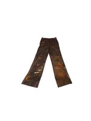 Sincerely Jules Metallic Bronze Lame Wide Leg High Rise Pants NWT M Iridescent thumbnail 3