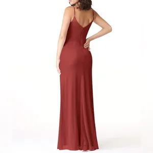 Azazie Deandra Rust Full Length Chiffon Bridesmaid Dress thumbnail 4
