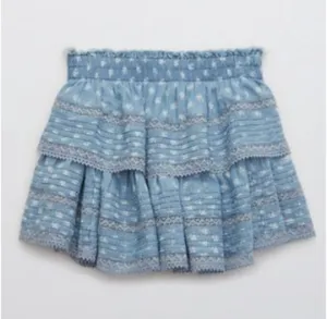 American Eagle Ruffle Printed Mini Skirt With Elastic Waistband thumbnail 2