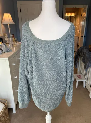 Listicle Fuzzy Light Teal Sweater thumbnail 5