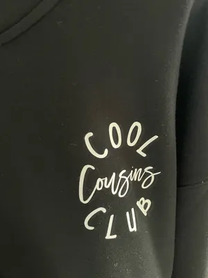 Homemade Black "Cool Cousins Club" Crewneck Sweatshirt with Initials on Sleeve thumbnail 4