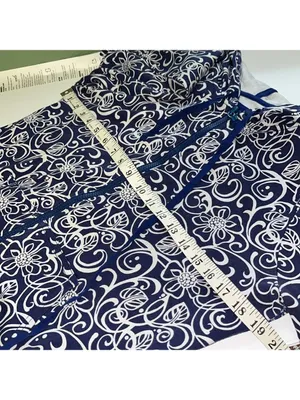 Vintage Liz Claiborne Navy White Floral Boho Hoodie jacket lightweight cruise thumbnail 6