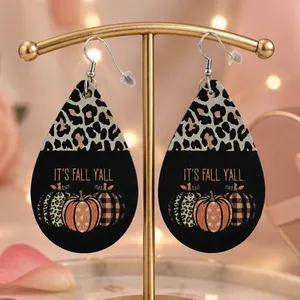 Fall Pumpkin Teardrop Earrings thumbnail 1