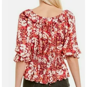 Free People Sweet‎ Memories blouse fruit punch combo boho floral ruffle size s thumbnail 2
