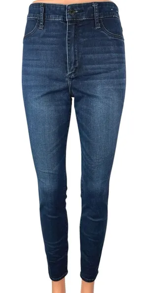 Abercrombie & Fitch Blue Skinny Mid Rise Dark Wash Stretch Ankle Denim Jeans 30 thumbnail 1