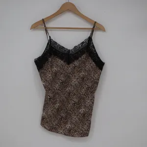 Violette Snakeskin Print Lace Trim Camisole Tank Top Brown Black Large thumbnail 2