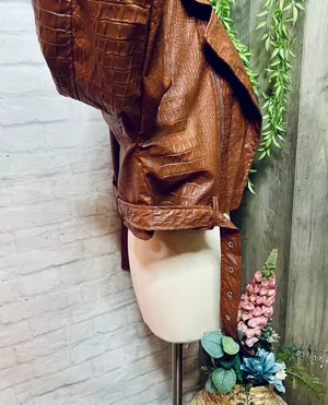 NEW Crocodile Moto Jacket Brown thumbnail 8