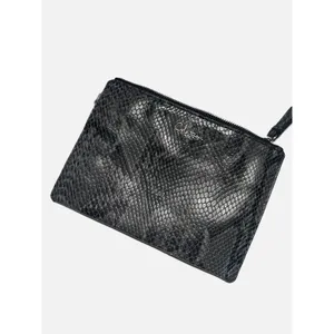 Cole Haan Zip Pouch Womens Medium‎ Black Snake Print Leather Wristlet Chelsea II thumbnail 2