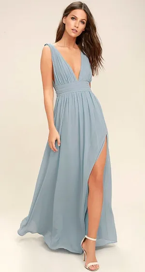 Lulus Heavenly Hues Light Blue Maxi Dress Bridesmaid Wedding Holiday Gala Large thumbnail 1