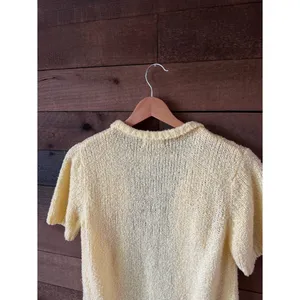 Vintage LeRoy Knitwear Butter Yellow Short Sleeve Cardigan Sweater thumbnail 7