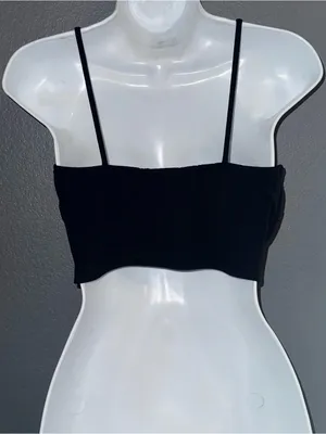Windsor Deep V Black Spaghetti Strap Crop Top Womens size Small thumbnail 5