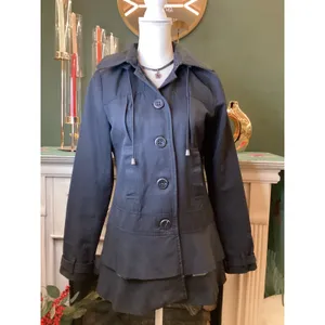 Maurice's Black‎ Hooded Ruffle Hem Jacket Womens Size S thumbnail 2