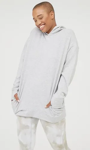 Aerie Offline OTT Fleece Hoodie in Medium Heather Gray thumbnail 1