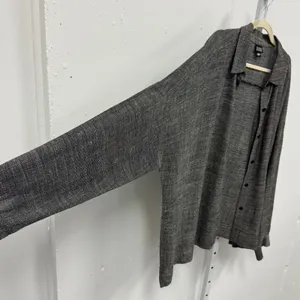 Eileen Fisher Italian Fabric Linen Blend Button Down Shirt Grey Lg Lagenlook thumbnail 6