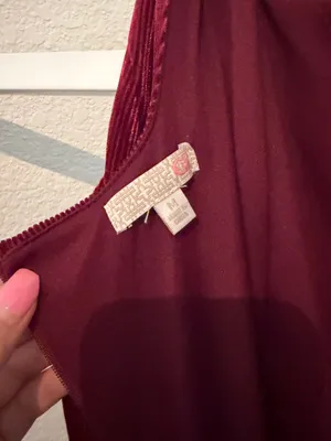 Gianni Bini Burgundy Ribbed Velvet Wide-Leg Jumpsuit thumbnail 7