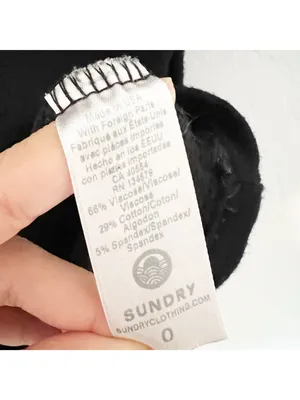 Sundry Ruched Blouson Dress‎ Size XS Black Gold Thread Stretch Knit Mini Capsule thumbnail 9