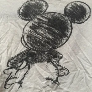 Disney Mickey Mouse sketch hi and bye raw hem cropped tee sz L thumbnail 5