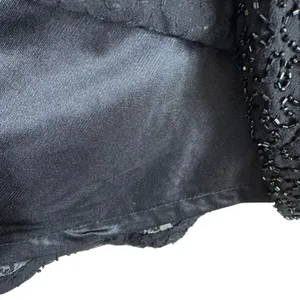 Jkara NWT Black‎ Beaded Drape Neck Cap Short Sleeve Lined Blouse Size S Black thumbnail 4