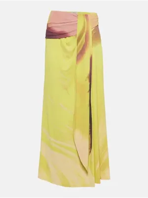 Simkhai Anika Printed Draped Midi Skirt Yellow Size M thumbnail 2