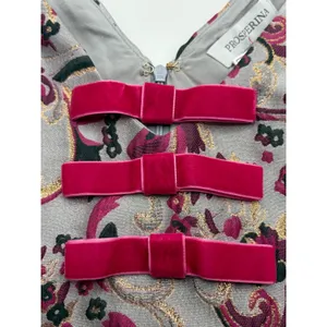 Prosperina Blair Floral Brocade Mini Dress‎ Metallic Velvet Bows Size Medium NWT thumbnail 8