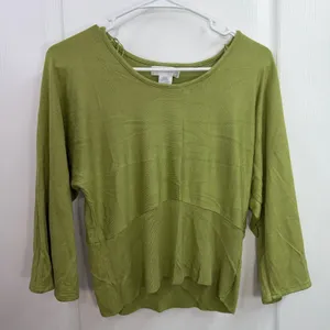 Vintage Worthington green soft knit rayon‎ wide sleeve cropped sweater large thumbnail 1