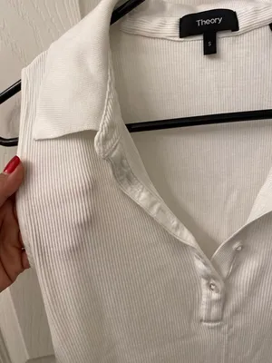 Theory White Ribbed Polo Tank thumbnail 5