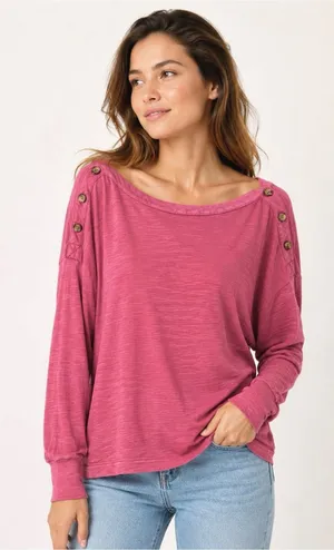 Anthropologie Delilah Button Shoulder Pullover Top thumbnail 1
