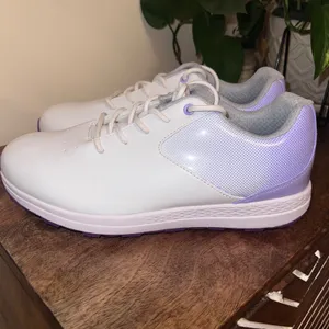 Thestron Golf Shoes Lightweight Lavender‎ Trim White Golf Shoes Womens Euro 42 thumbnail 4