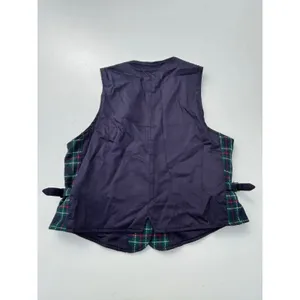 Eddie Bauer Womens Vintage Navy, Green Wool Plaid Button Down Vest M thumbnail 7