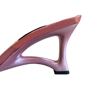 Timothy Hitsman Pink Feather Bird Heels Size 6M Clear Strap Sculptural Y2K Mules thumbnail 8