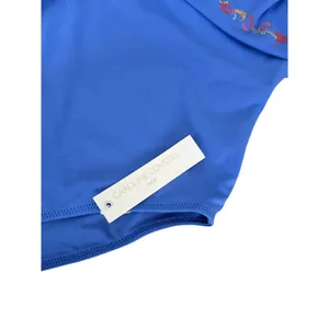 Caroline Constas Mer Blue Embroidered Ruffle Off Shoulder One Piece Swimsuit XS thumbnail 5