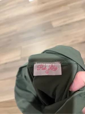 Pink Lily High Waisted Wide Leg Flare Leggings Olive Green medium thumbnail 3