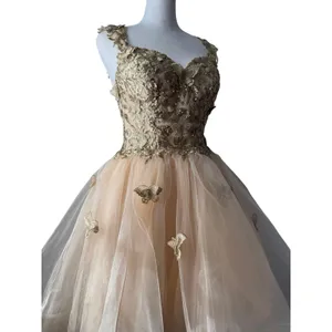 Fiesta Fashion Gold Butterfly Appliqué Sequined Corseted Fit & Flare Party Dress thumbnail 8