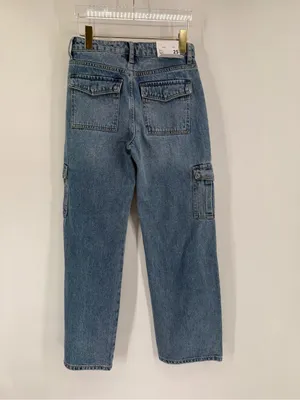 VERVET BY FLYING MONKEY HIGH RISE WIDE LEG CARGO‎ JEANS V3446 size 25 NWT thumbnail 4