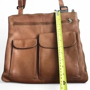 Vintage HOBO INTERNATIONAL - Brown Leather Pocket Crossbody Bag Purse thumbnail 8
