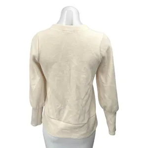 Madewell Cream Ribbed Knit Balloon Sleeve Button Up Cardigan Sweater Top Size XS thumbnail 2