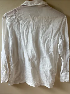 Vintage White Embroidered and Beaded Button-Down Shirt thumbnail 8