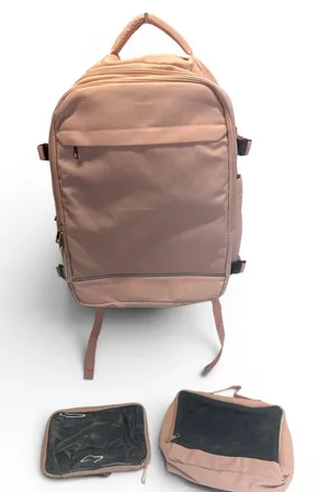 Large Pink Travel Backpack Carry On Weekender Bag w/ 2 Packing Cubes NWOT thumbnail 1