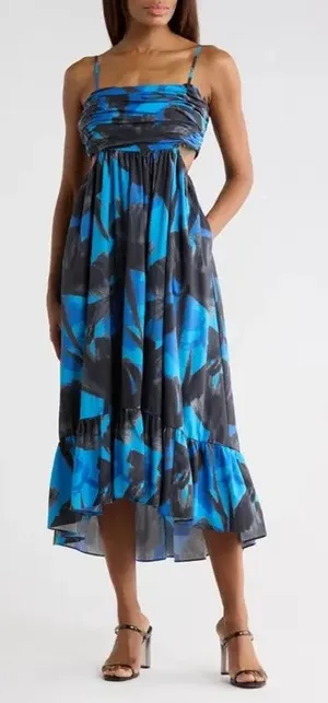 Hutch Mabel Cutout Cotton Fit & Flare Maxi Dress NEW WOMENS XS thumbnail 1