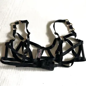 Victoria’s Secret Black Cage Bra Strappy Harness Balconette Gold Hardware Large thumbnail 4