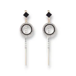 Elegant CZ Long Tassel Dangle Drop Earrings for Women thumbnail 1