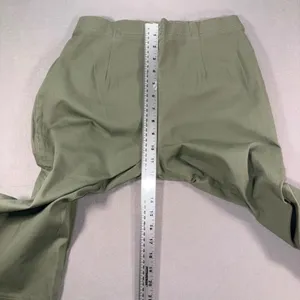 Womens Sage Green Cropped Capri Pants Elastic Back Button Hem Detail thumbnail 5