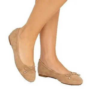 Ralph Lauren Womens Flats Size 5B Camel Jayna Ballet Bow Slip On Leather Ballet thumbnail 1